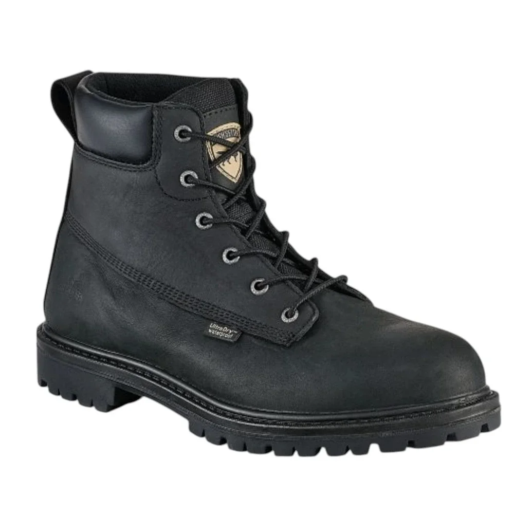Red Wing Irish Setter Hopkins Black Waterproof Leather Safety Toe Boot Men 8 NEW